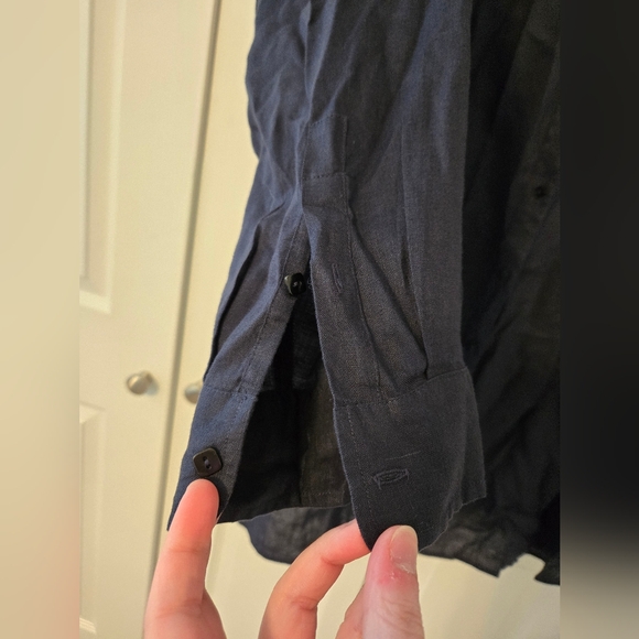 Talbots Linen Navy Blue Button-Down Tunic, Size 24W - Picture 4 of 8